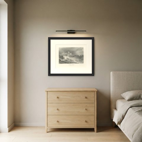 Turnbury Castle, Ayrshire, Antique Engraving after Birket Foster, circa 1876, shown framed in a room