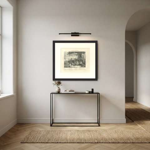 Crossing the Mincio, General Gardanne, Antique Madou Lithograph, 1827, shown framed in a room