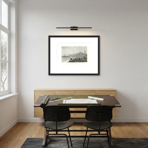 Cordoba in Spain, Antique Moonlit View of the Roman Bridge, circa 1850, shown framed in a room