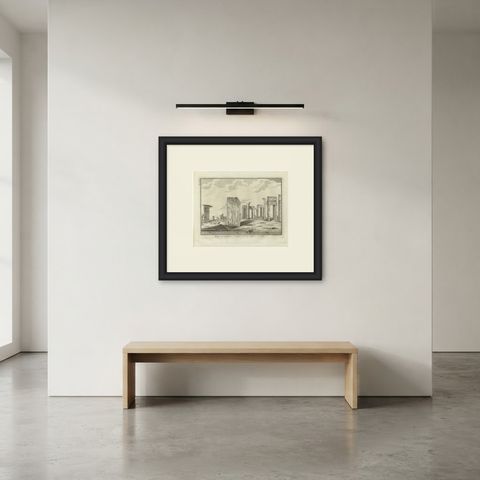 View of Building I at Persepolis, Antique Niebuhr Print, 1780, shown framed in a room