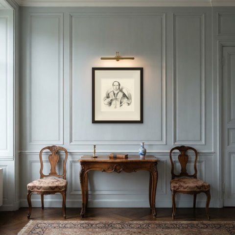 Pope Pius IX, Wood Engraved Portrait, Dittmarsch, Stuttgart, circa 1850, shown framed in a room