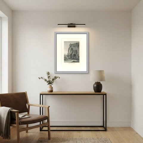 Virgil's House, Brindisi, Antique Steel Engraving after C. Werner, circa 1877, shown framed in a room