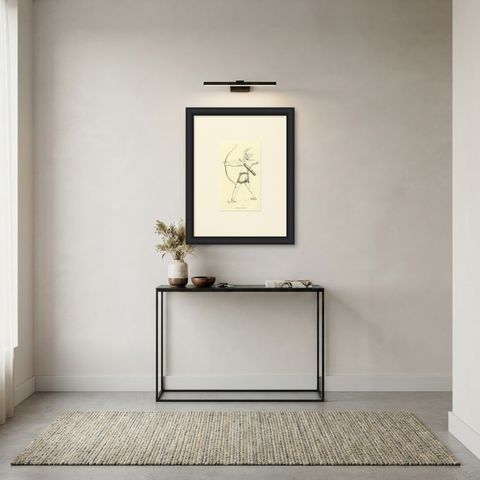 Mangowien Warrior, Antique Wahlen Costume Print, 1843-1844, shown framed in a room