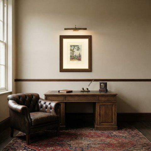 Antique Hand-Colored Print of Worship at a Chinese Shrine, Ferrario, 1815, shown framed in a room