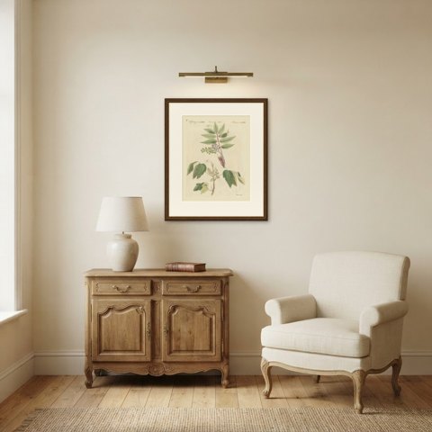 Poison Ivy and Poison Sumac, Antique Bertuch Print, circa 1805, shown framed in a room