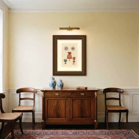 Orders of Russia, Saint Alexander Nevsky and Saint Anne, Plate LXV, 1844, shown framed in a room