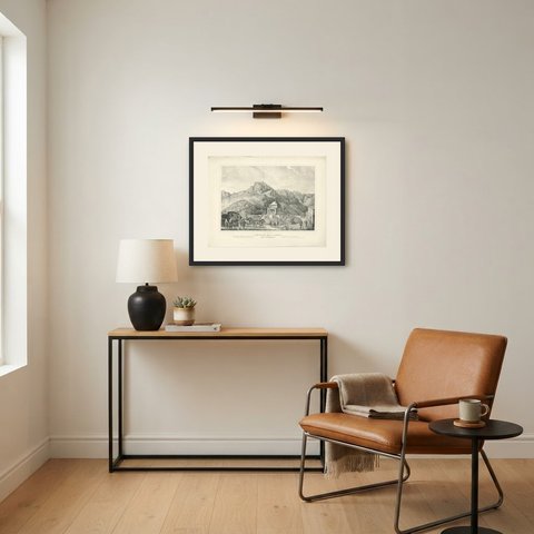 Temple of Saint Francis on Monte Velebich, Lithograph, circa 1840, shown framed in a room