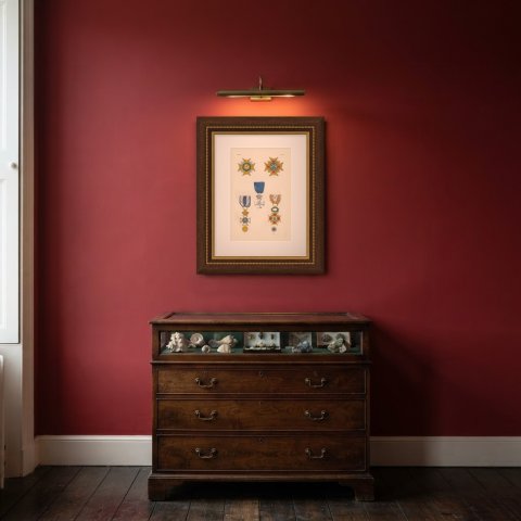 Orders of Spain, San Hermenegildo and Isabella the Catholic, Plate XXVII, 1844, shown framed in a room