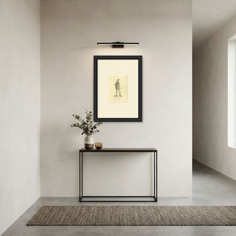 Native of the Romanzoff Archipelago, Antique Wahlen Costume Print, 1843-1844, shown framed in a room
