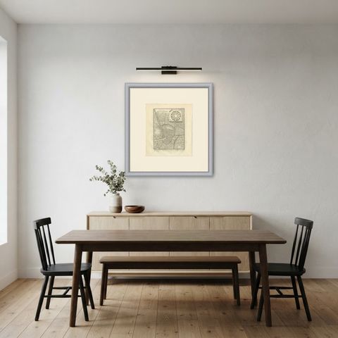 Antique Plan of the City of Damietta on the Nile, Niebuhr, 1776, shown framed in a room
